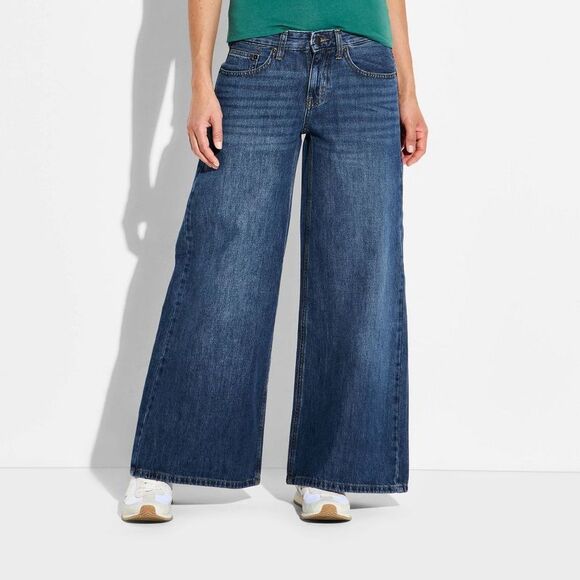 Wild Fable Denim - Women's Low-Rise Ultra Wide Leg Jeans - Wild Fable Dark Wash 6 Long